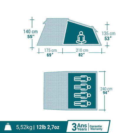 Tenda Kemah MH100 Ukuran XXL Kapasitas 4 Orang