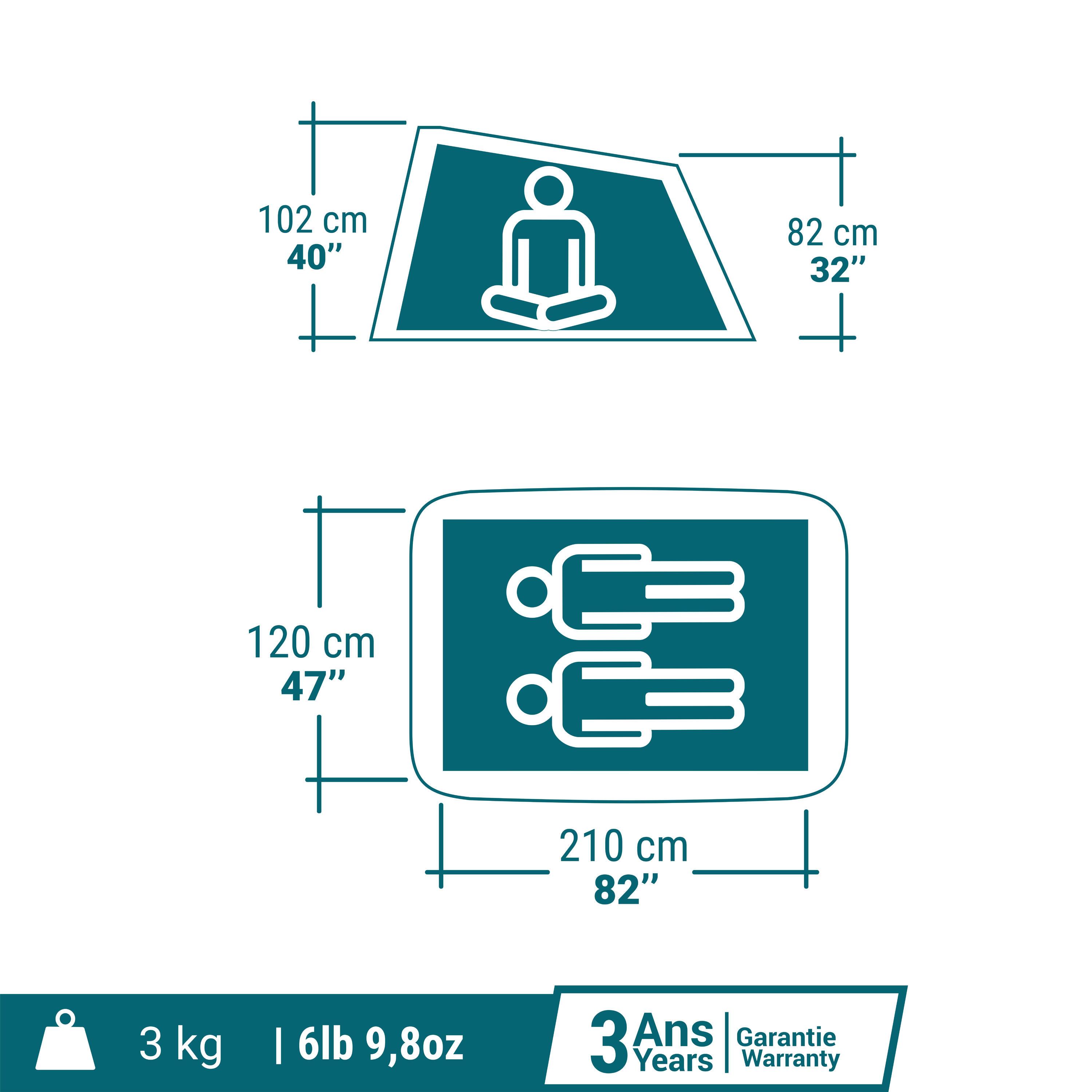 2-person camping tent - 2 Seconds - Blue 2/13