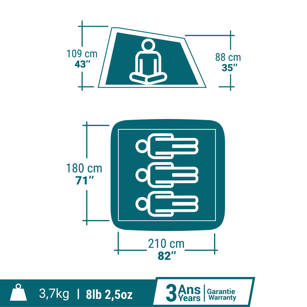 Camping tent - 2 SECONDS - 3-person