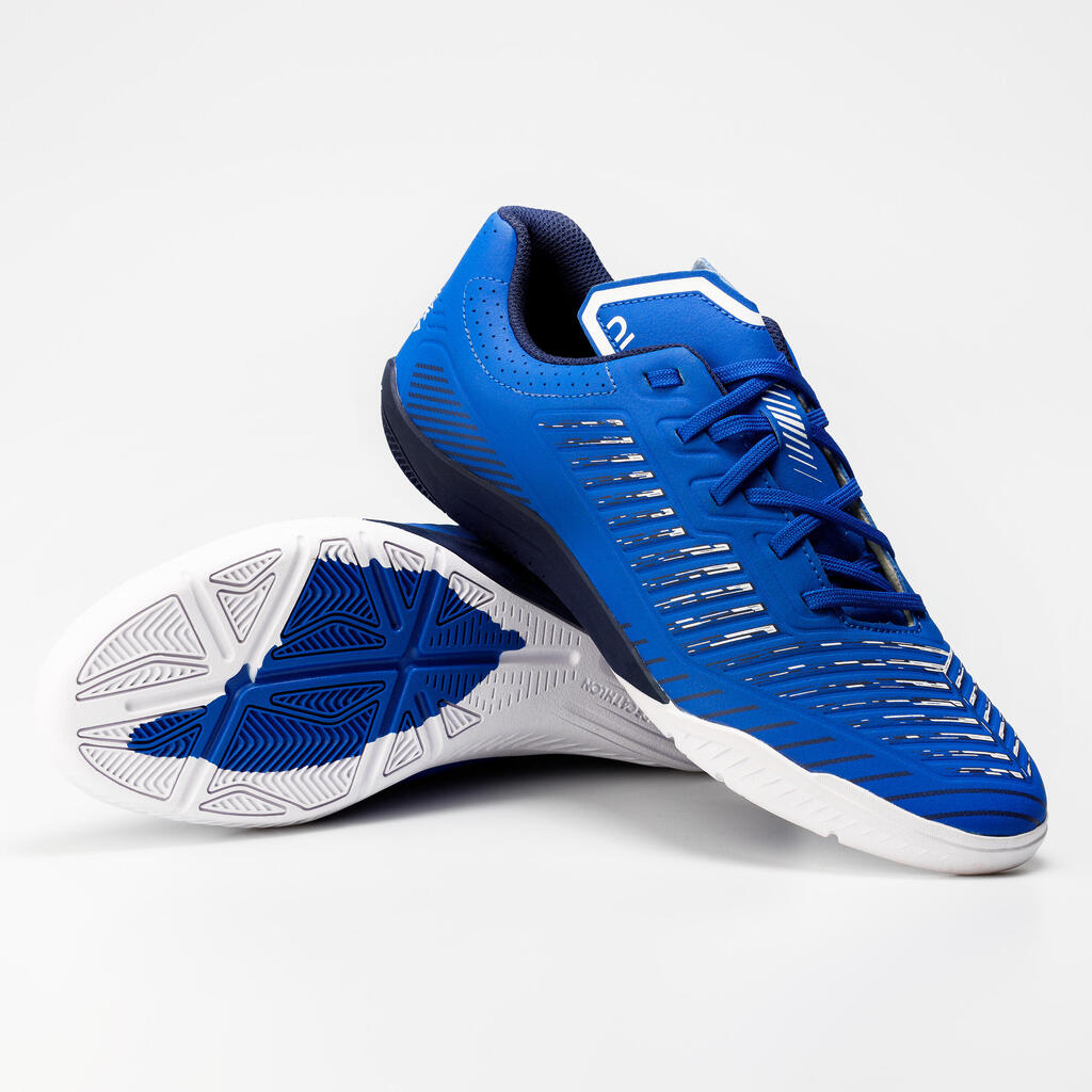 Chaussures de Futsal GINKA 500 blanche bleu