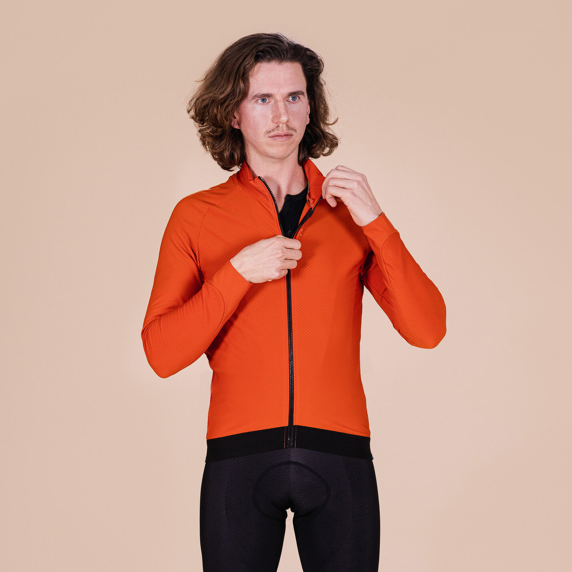 Winter fietsshirt met lange mouwen Uptempo oranjerood 3/5