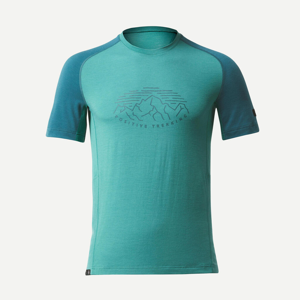 Ανδρικό κοντομάνικο t-shirt από μαλλί merino για trekking - mt500
