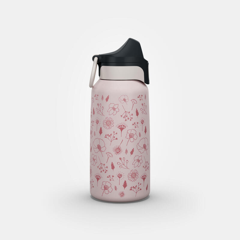 Gourde enfant inox 0,6l avec bouchon instantané pour la randonnée - rose