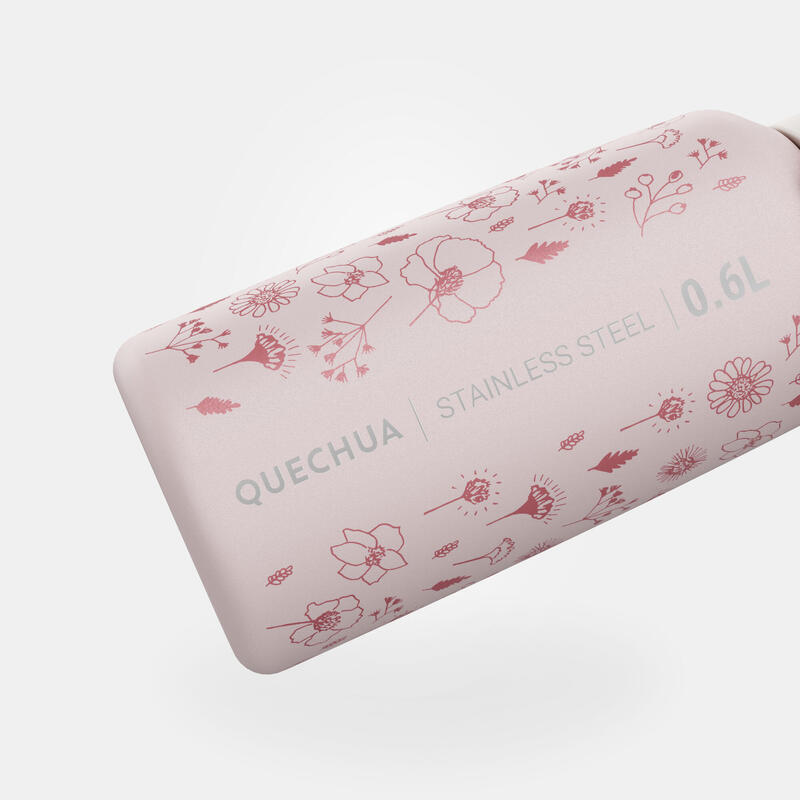 Gourde 500 enfant 0,6l en inox avec bouchon instantané pour la randonnée - Rose