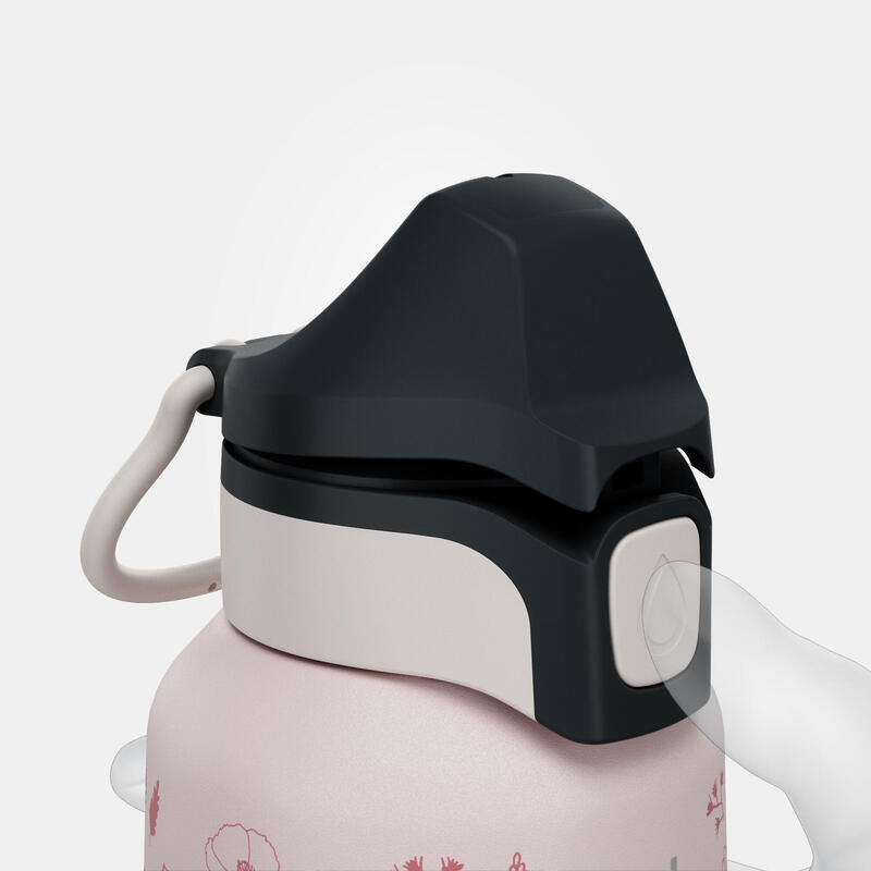 Gourde 500 enfant 0,6l en inox avec bouchon instantané pour la randonnée - Rose