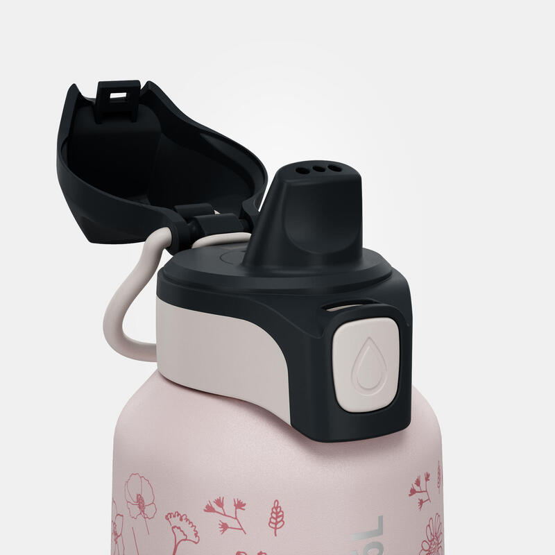 Gourde 500 enfant 0,6l en inox avec bouchon instantané pour la randonnée - Rose