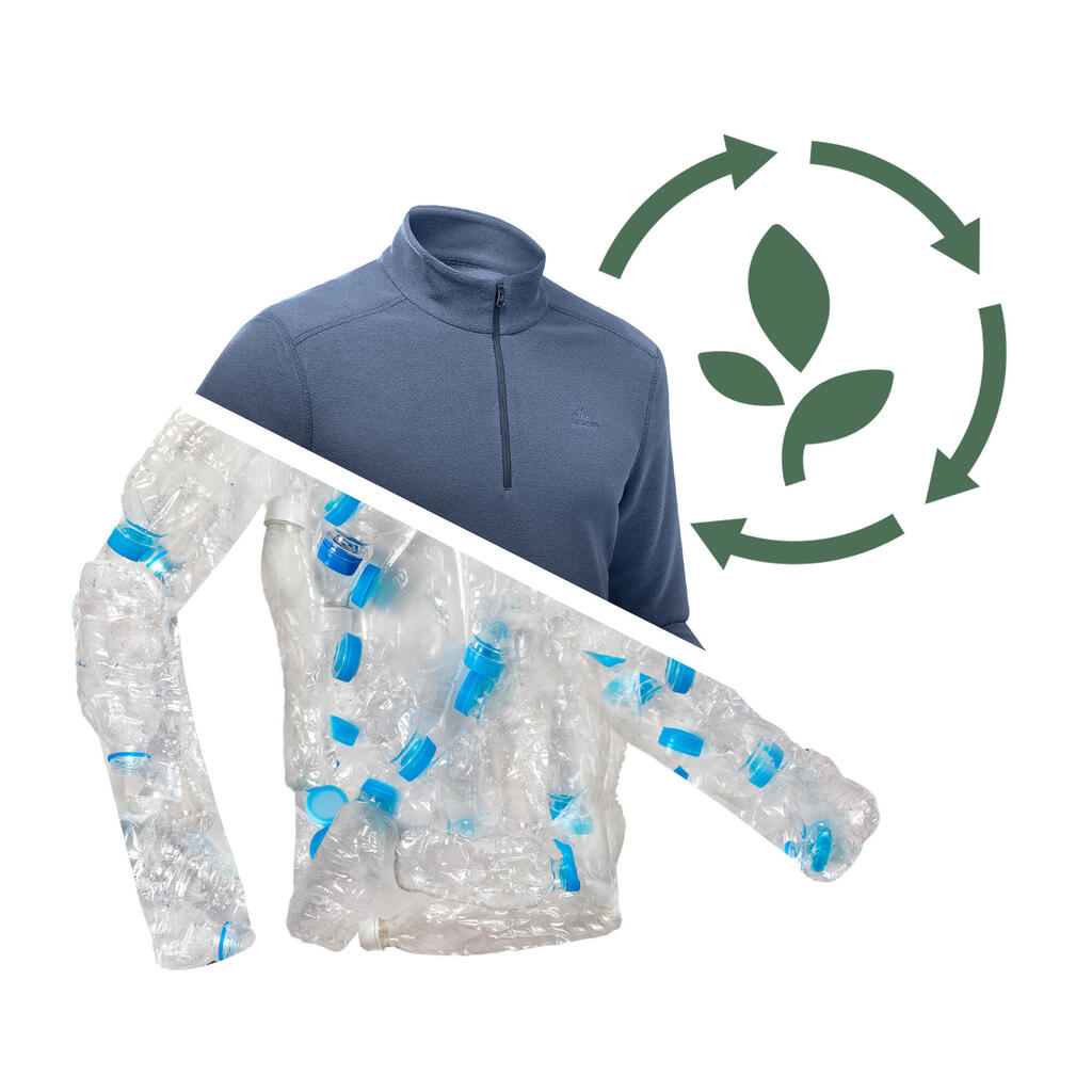 Polaire de randonnée montagne homme, MH100 demi zip bleu