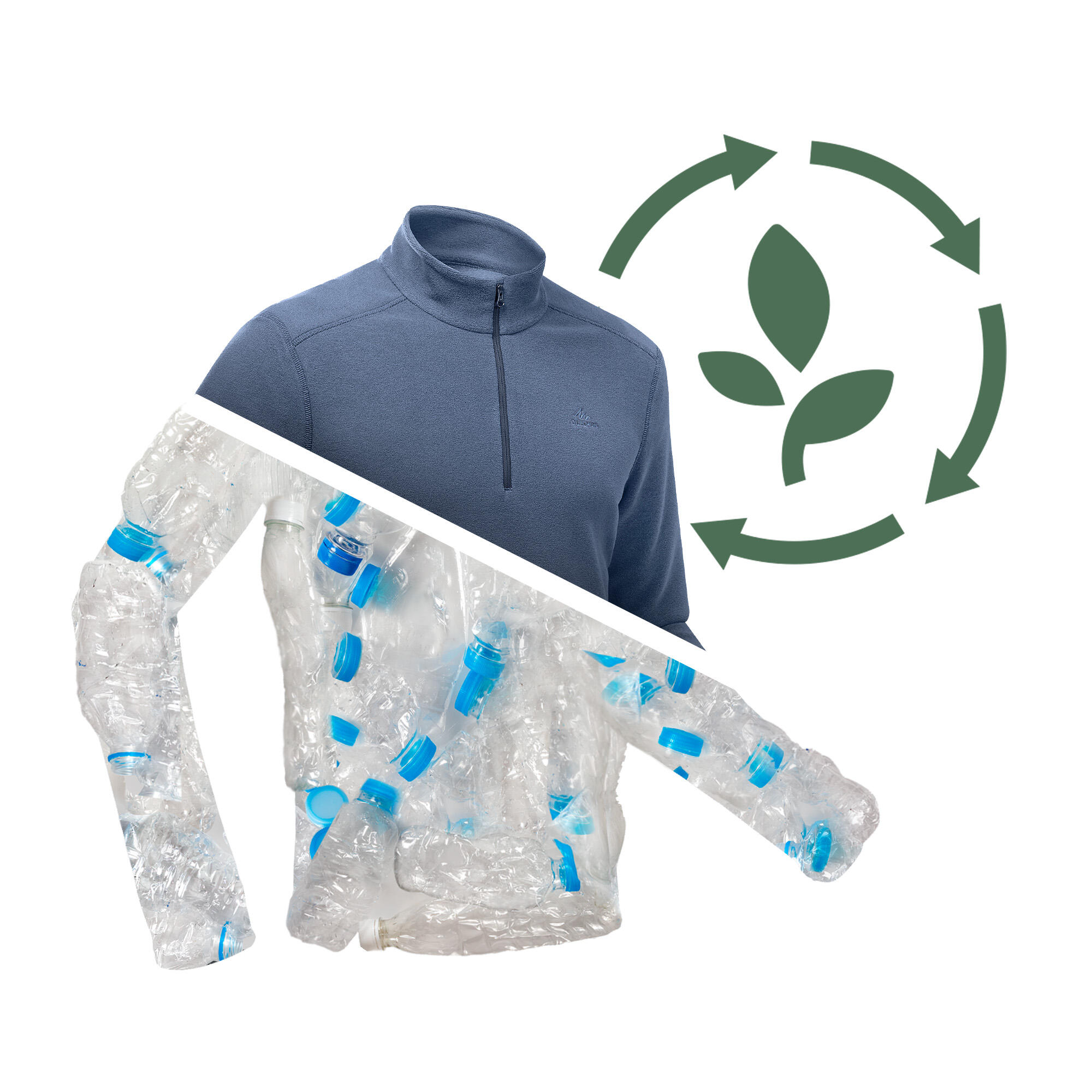 Forro polar de montaña y trekking media cremallera Hombre   Quechua MH100 azul 5/6