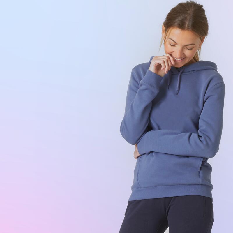 Sudadera fitness con capucha Mujer Domyos 500 azul