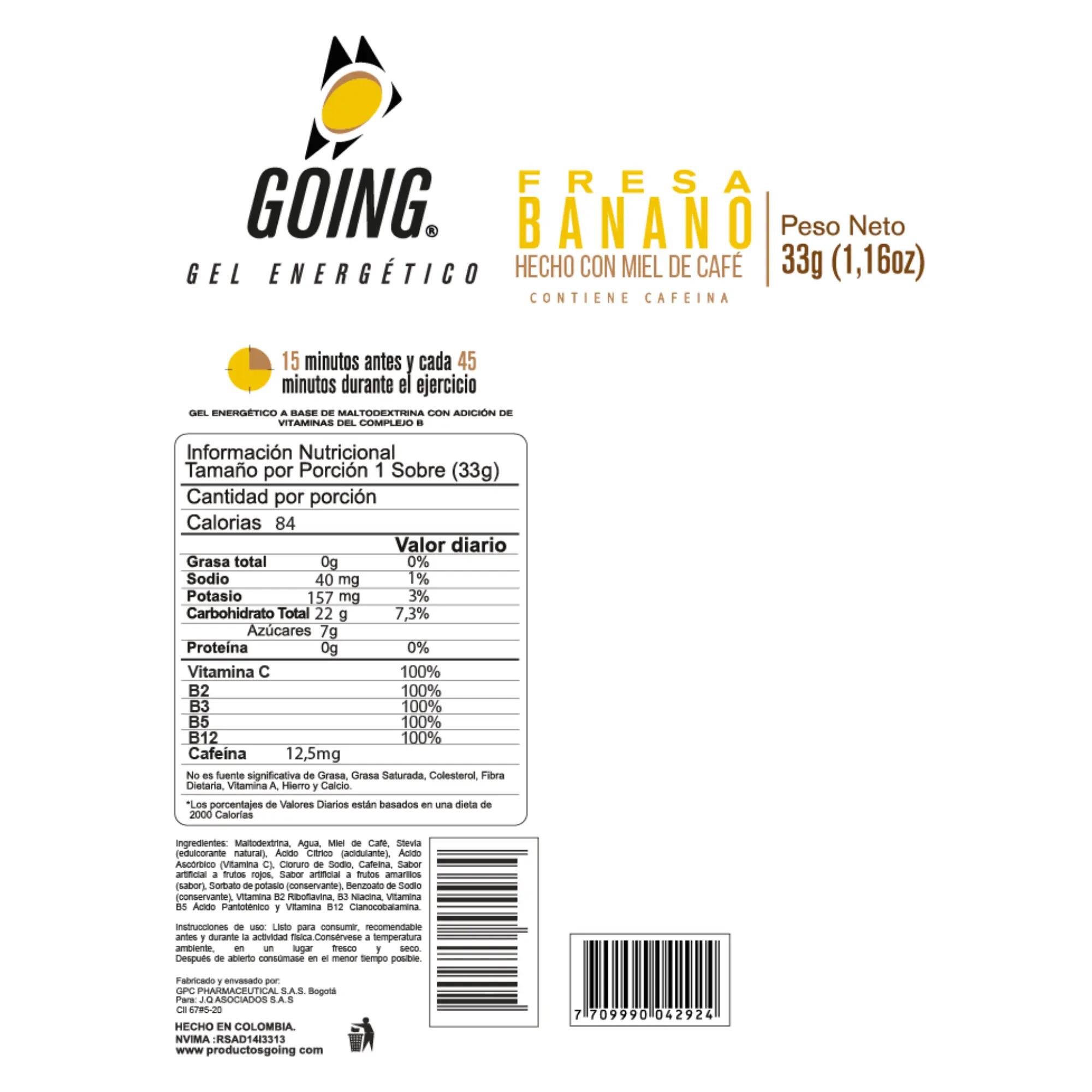 Gel energético de 33g sabor a fresa-banano Going 2/3