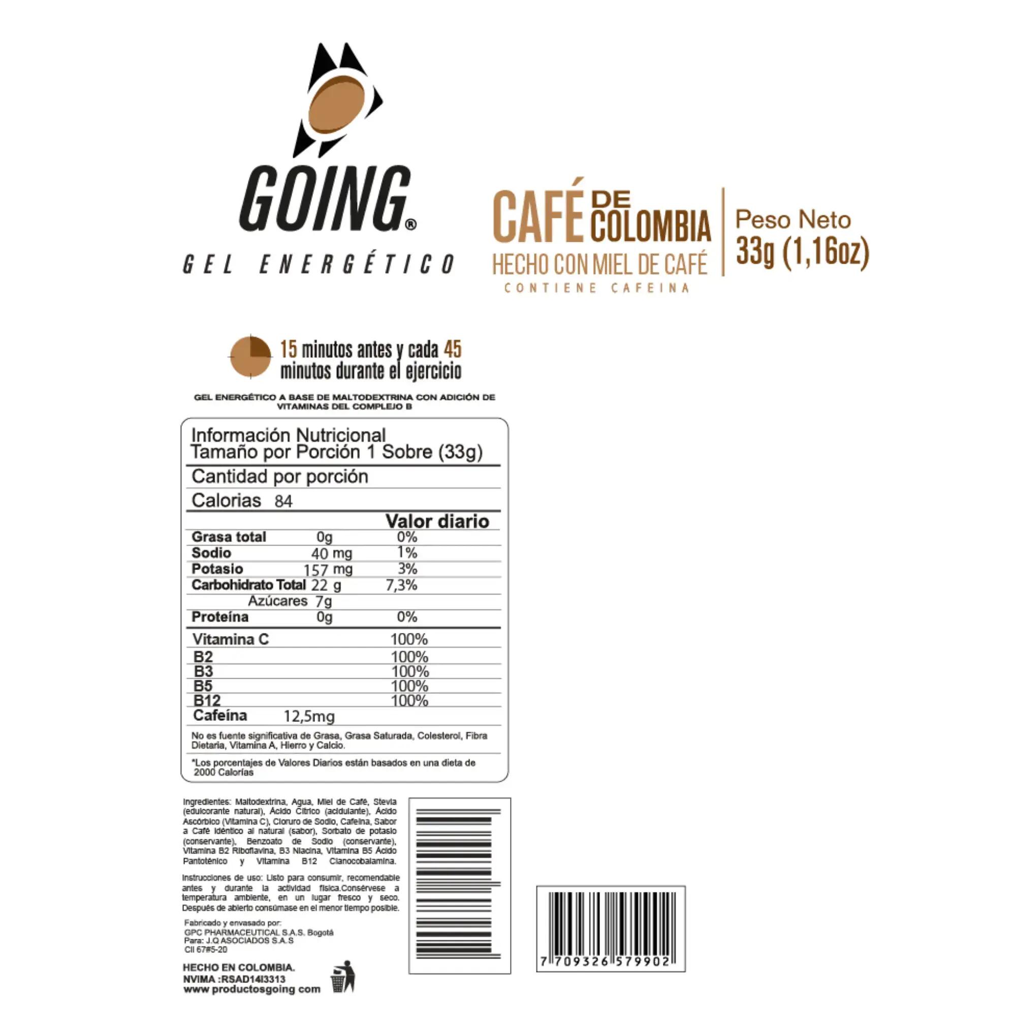 Gel energético de 33gr sabor a café Going 3/3