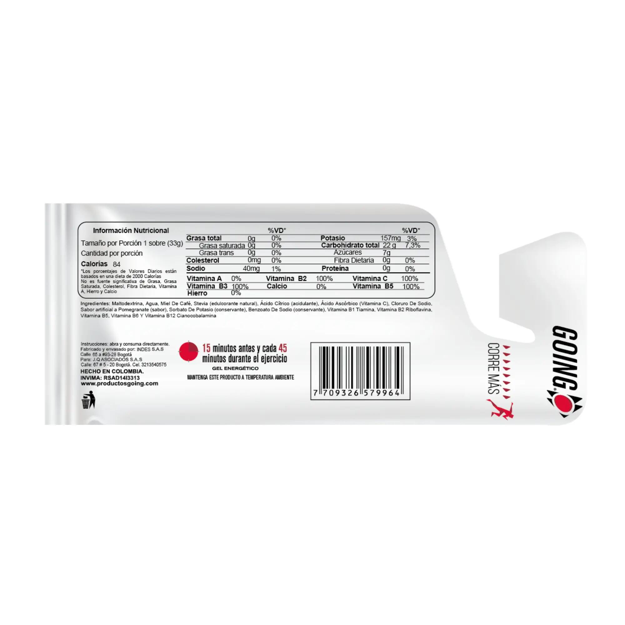 Gel energético de 33gr sabor a granada Going 2/3