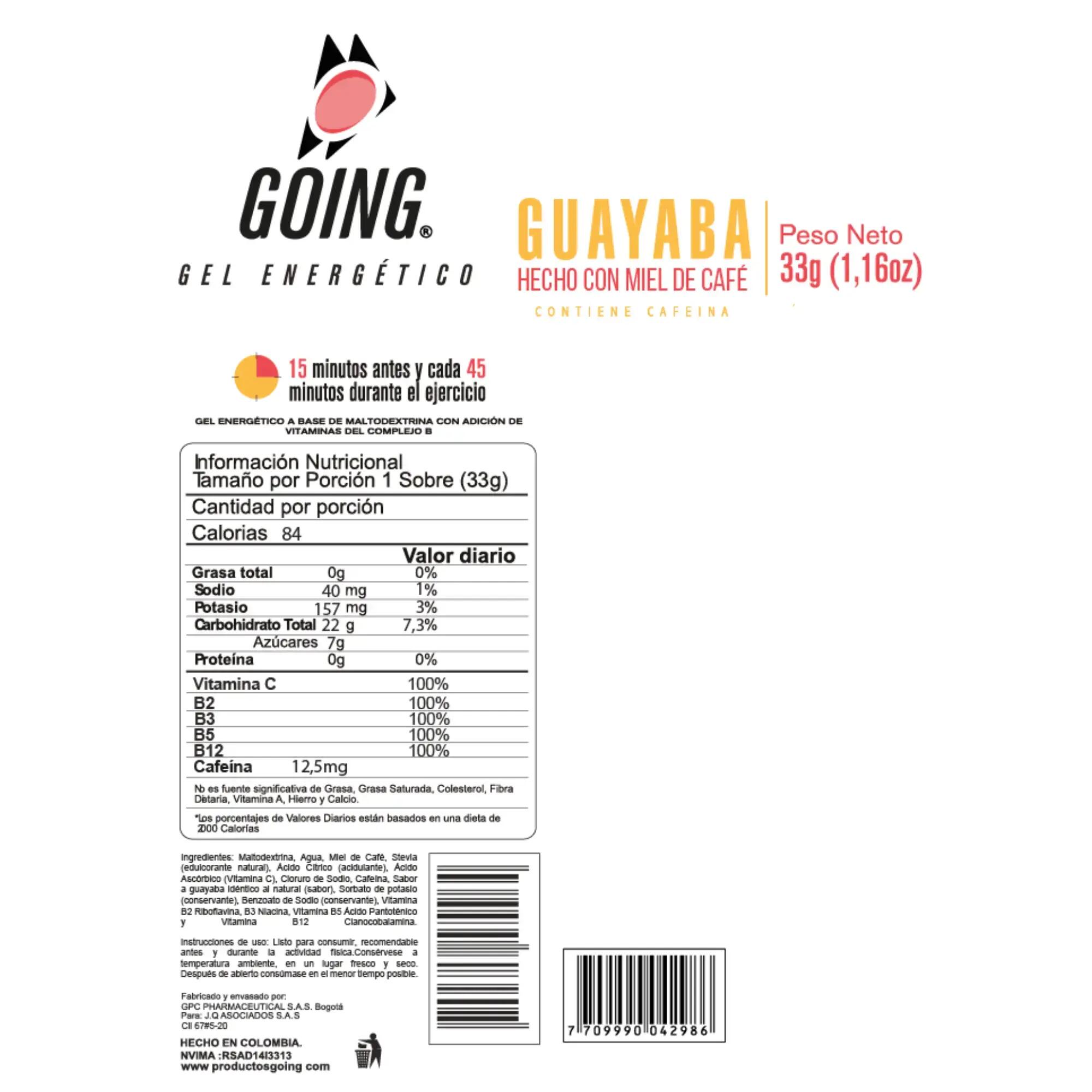 Gel energético de 33gr sabor a guayaba Going 3/3