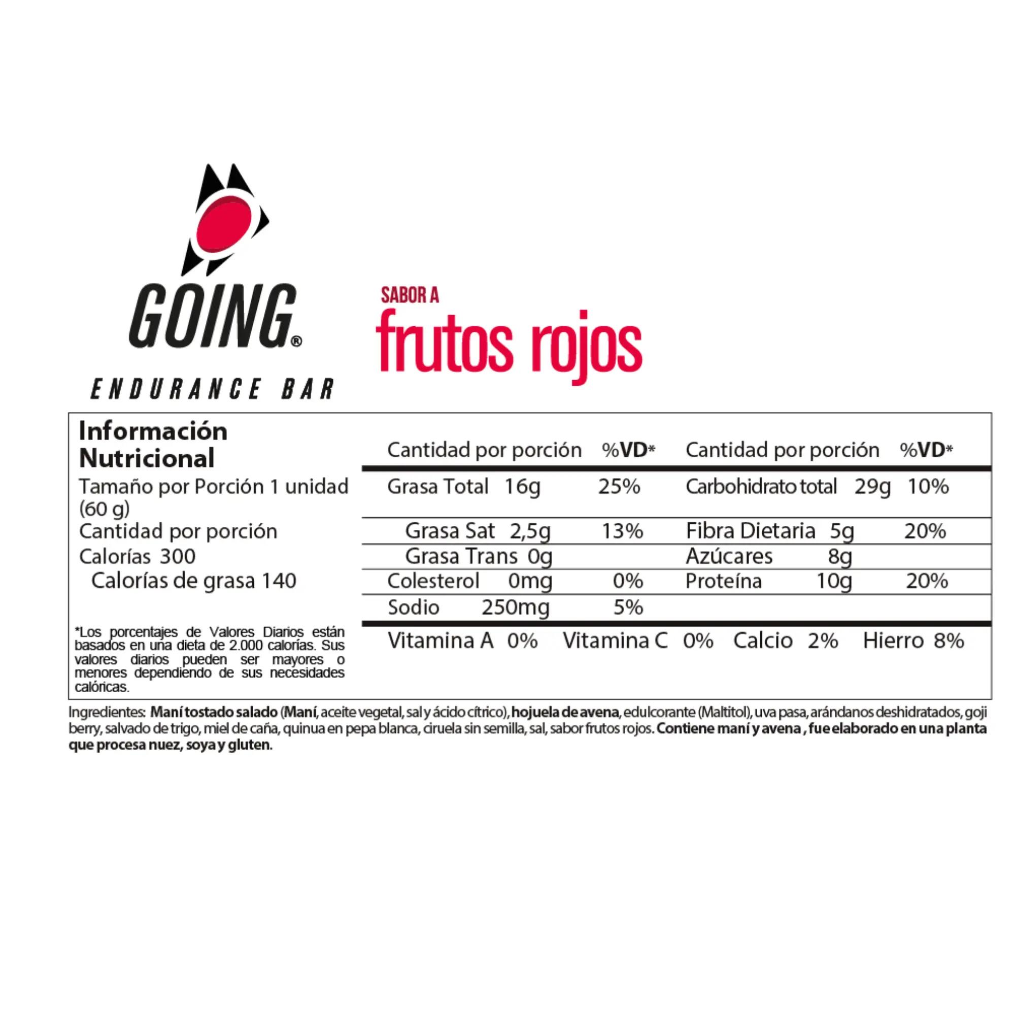 Barra de proteína 60gr y 10gr de proteína sabor a frutos rojos Going 3/3
