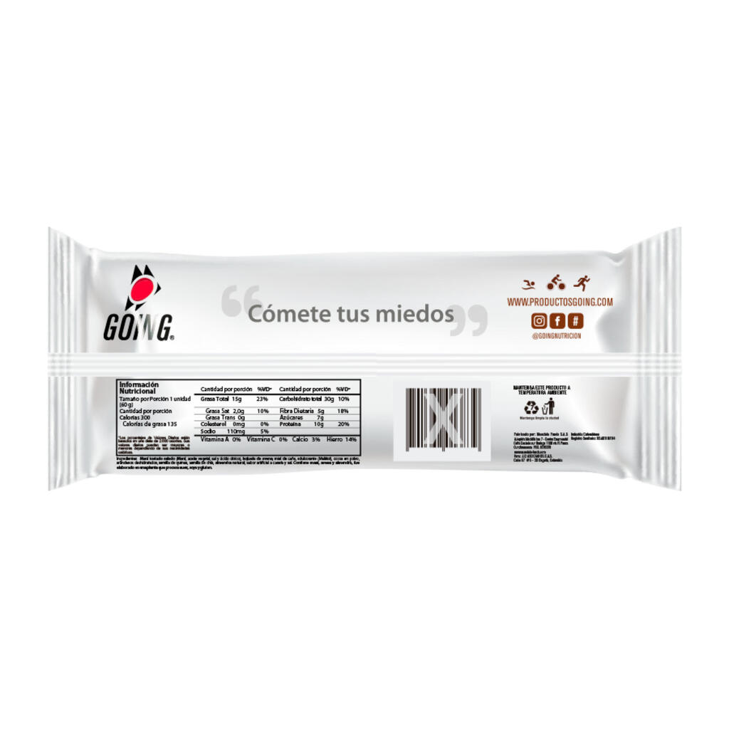 Barra de proteína de 60gr con 10gr de proteína sabor a chocolate Going