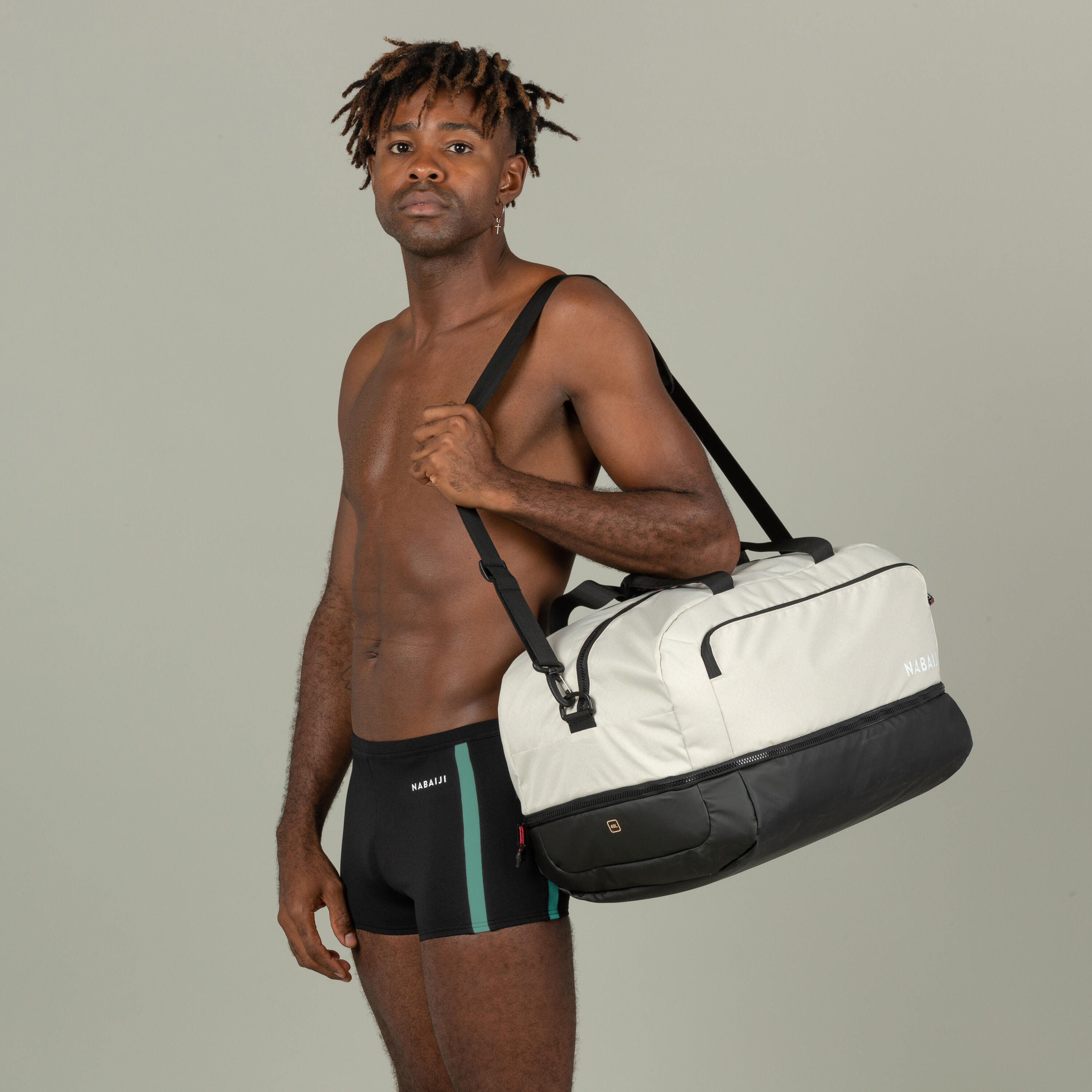 Calções de banho natação boxers NEGOMBO Homem Preto/Turquesa 5/8