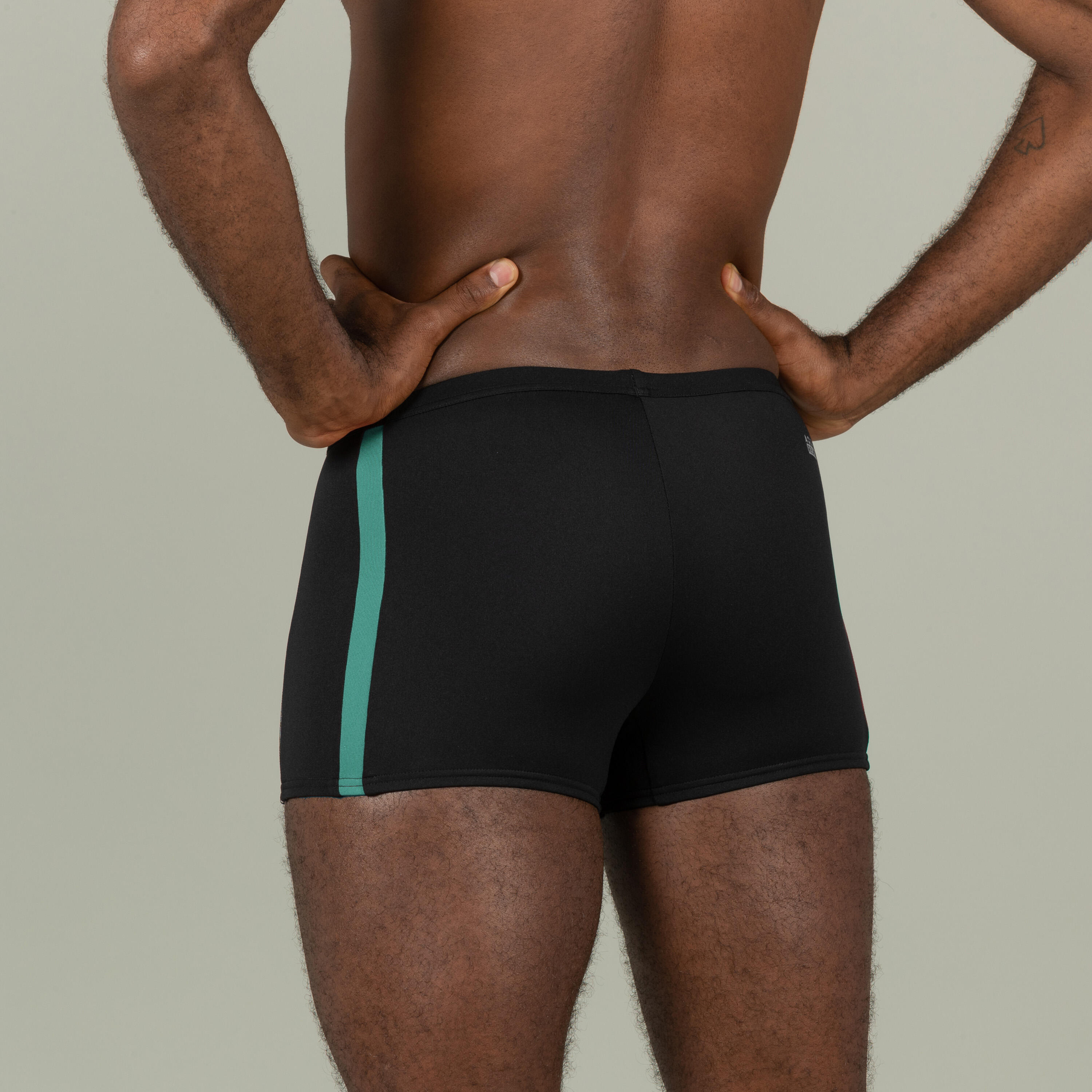Calções de banho natação boxers NEGOMBO Homem Preto/Turquesa 3/8