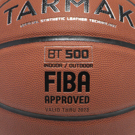 Баскетбольний м'яч BT500 розмір 7 коричневий, Fiba