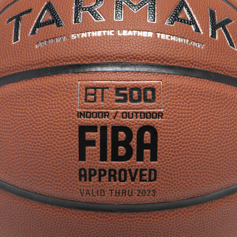 Size 7 Basketball BT500 - Brown/FIBA