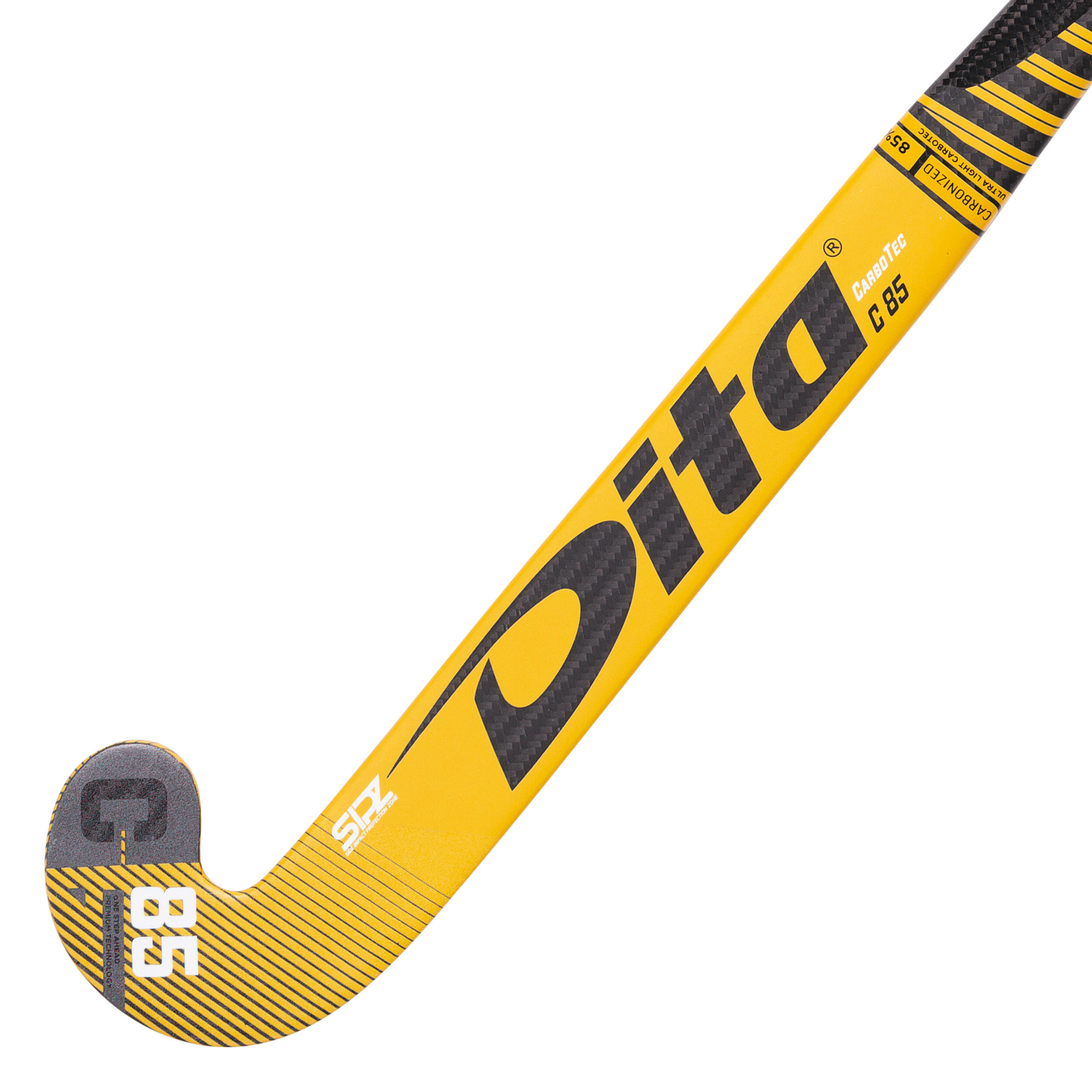 Adult Advanced 85% Carbon X Low Bow Field Hockey Stick carbotecC85 - Gold/Black 10/13
