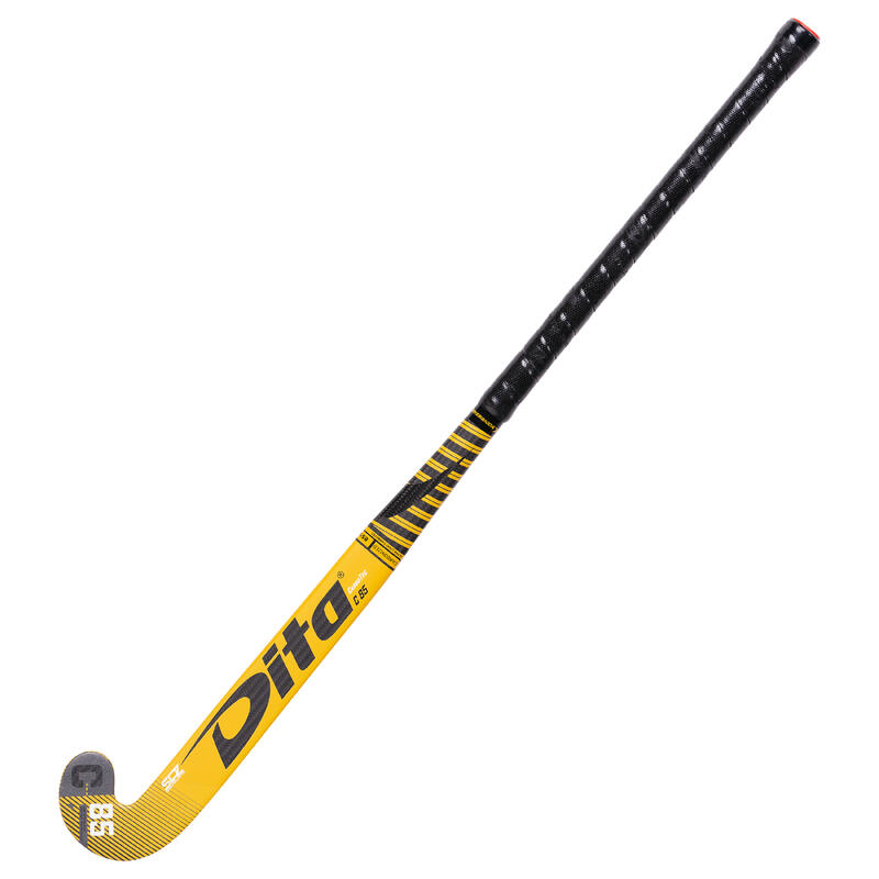 Hockeystick carbotec C85 extra low bow, 85% carbon geel/zwart