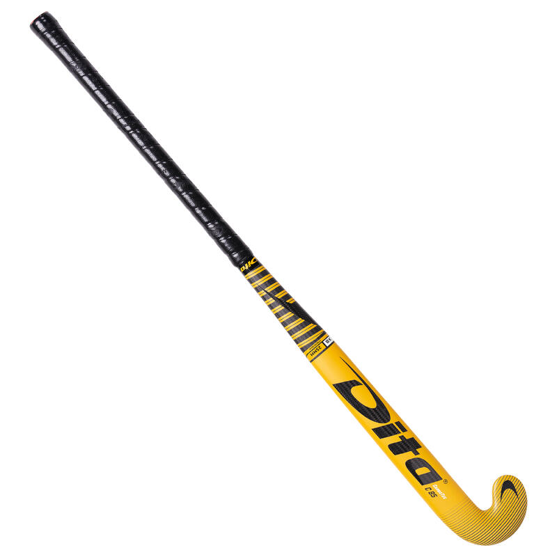 Veldhockeystick voor volwassenen expert carbotecC85 Xlowbow 85% carbon goud/zwart