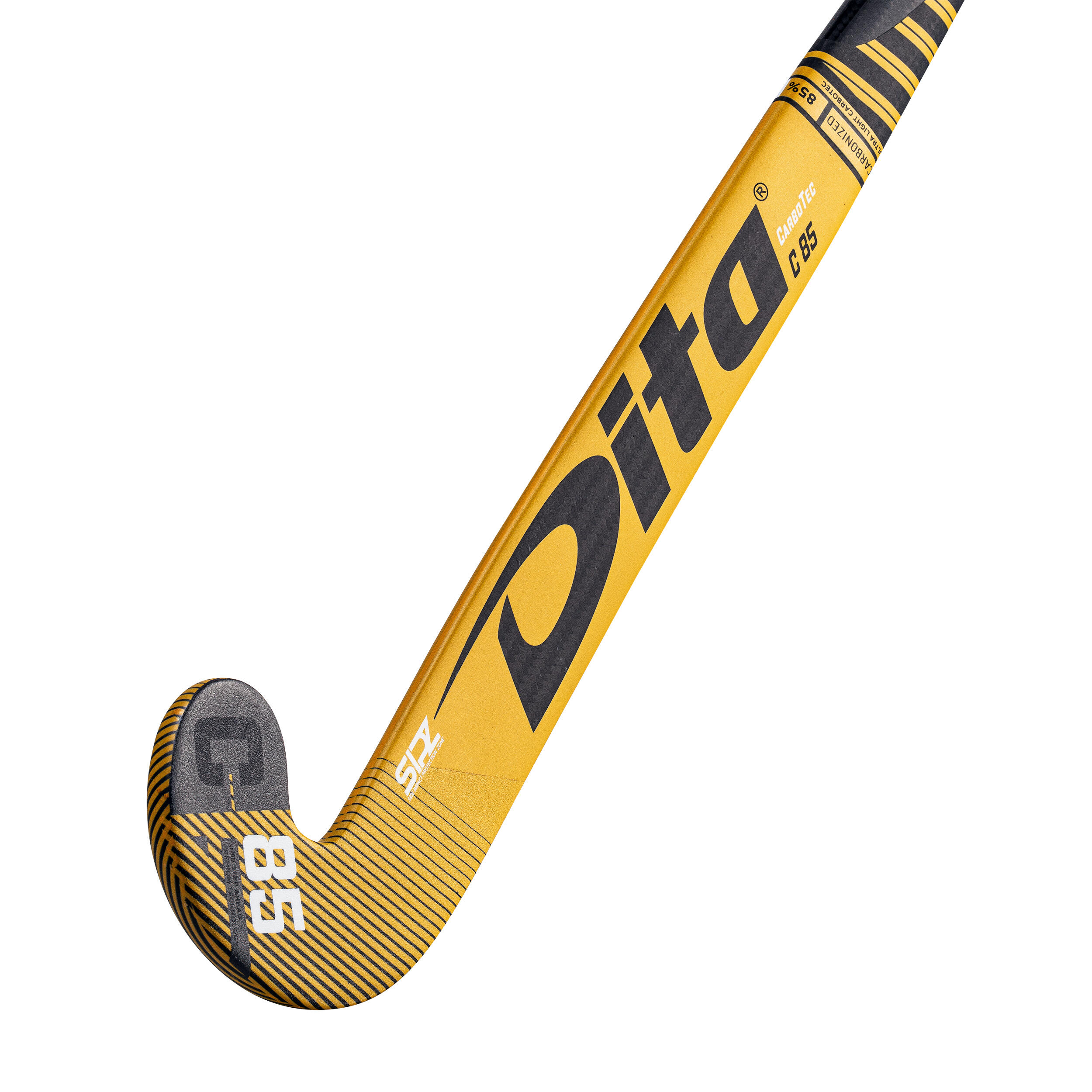 Adult Advanced 85% Carbon X Low Bow Field Hockey Stick carbotecC85 - Gold/Black 5/13