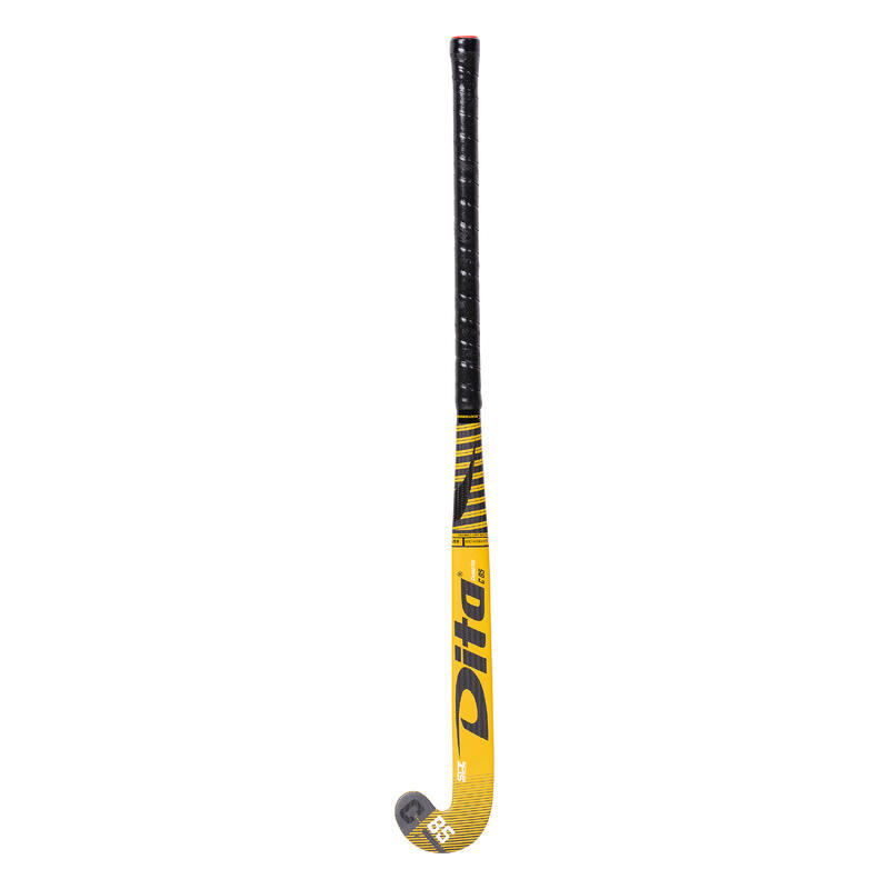 Veldhockeystick voor volwassenen expert carbotecC85 Xlowbow 85% carbon goud/zwart