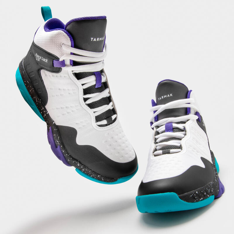兒童款中階籃球鞋 SS500H - 白/黑/紫