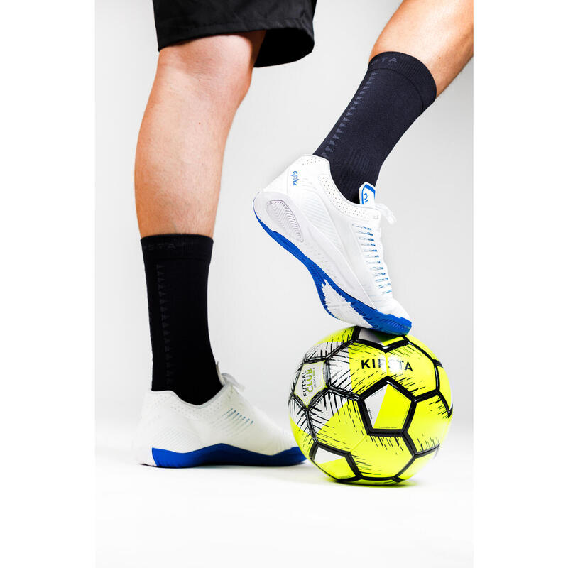 Zaalvoetbalschoenen GINKA 500 wit blauw