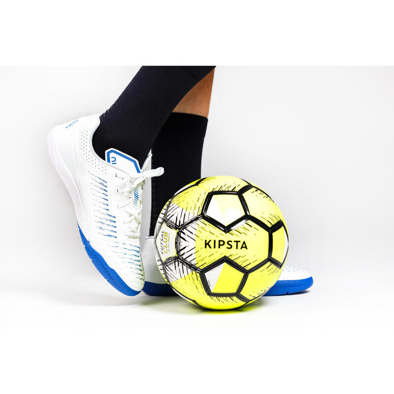 Zaalvoetbalschoenen GINKA 500 wit blauw