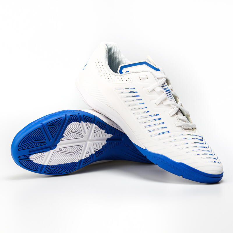 Chaussures de Futsal GINKA 500 blanche bleu