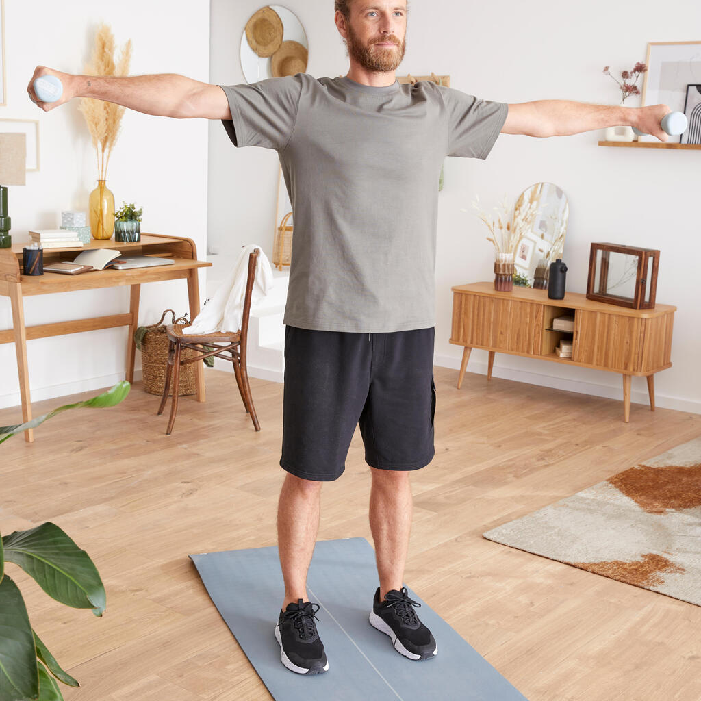 Durable Fitness Mat Tone Mat 500 - 170 cm x 62 cm x 8 mm - Grey