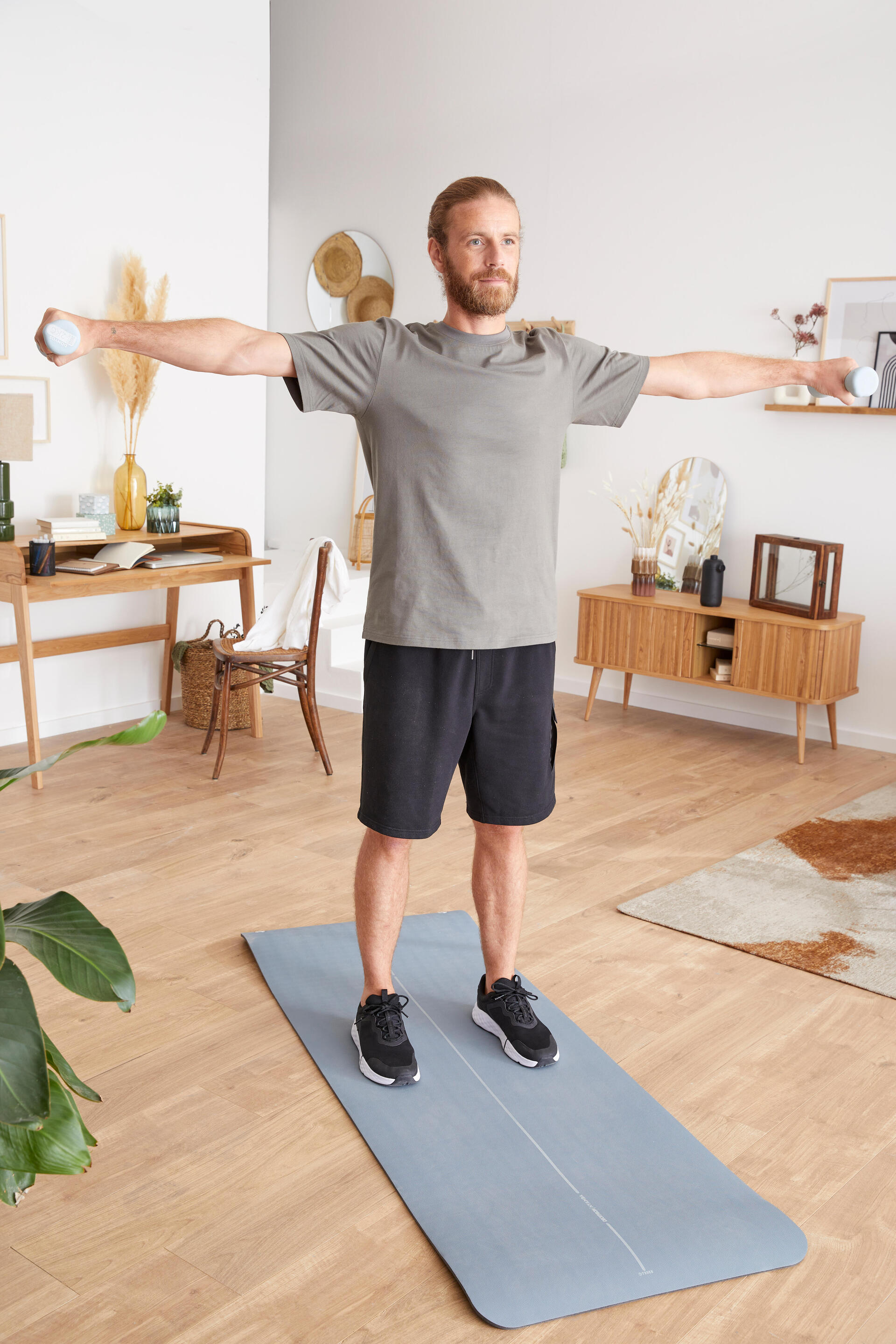 8mm Pilates Exercise Tone Mat Grey