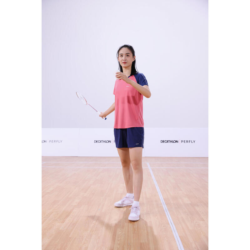 WOMEN BADMINTON T SHIRT SENSATION 530 RASPBERRY