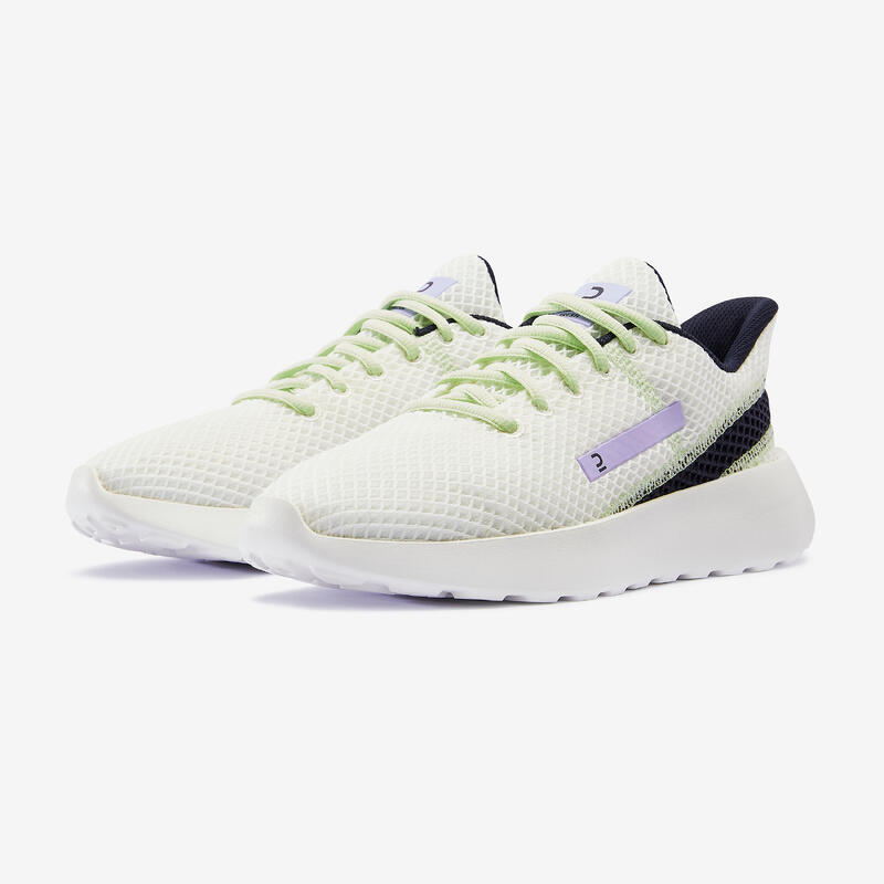 BASKETS RESPIRANTES DE MARCHE FEMME KLNJ BE FRESH BLANCHE MARINE VERT