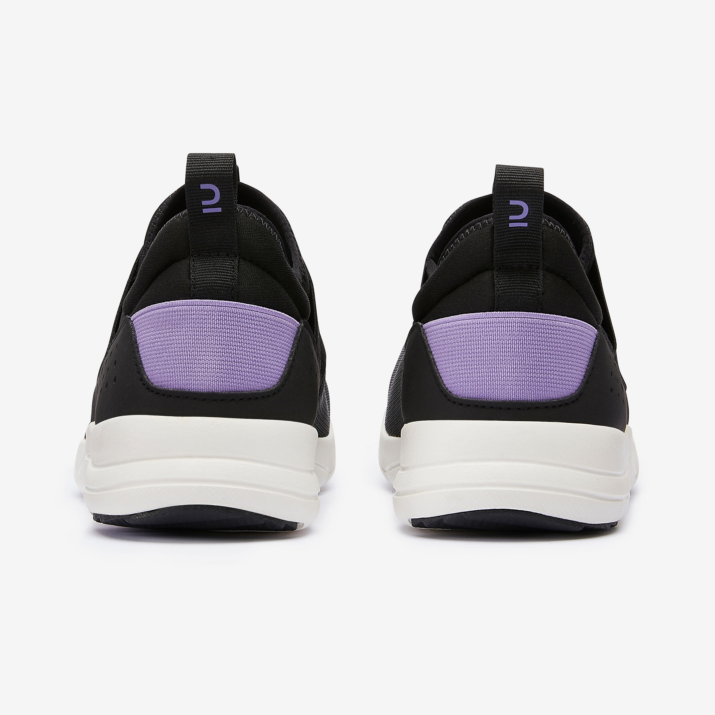 Women's Urban Walking Shoes - PW 160 Slip-On Black/Purple - DECATHLON
