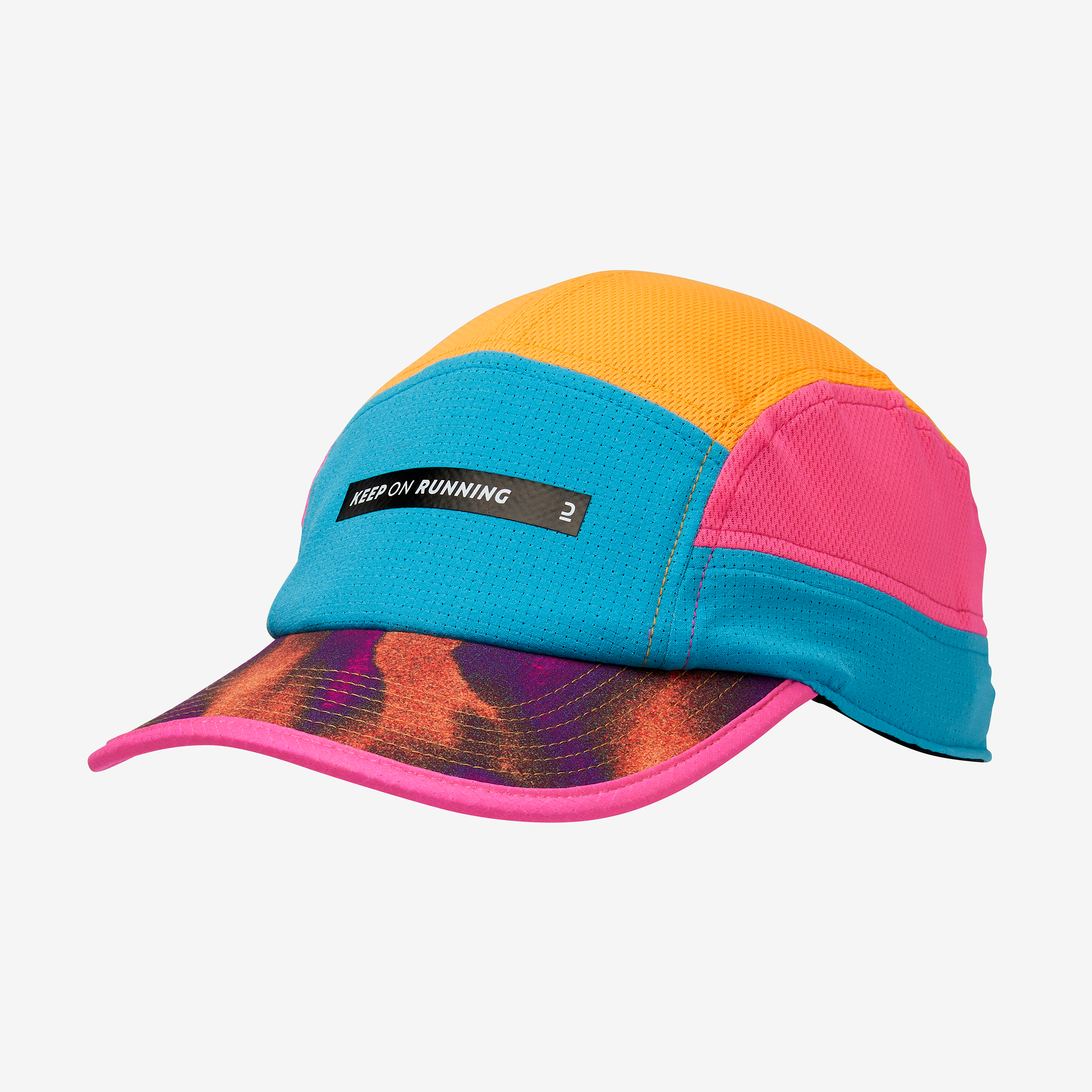 Casquette running Homme Femme - KIPRUN 5 panneaux bleu orange rose