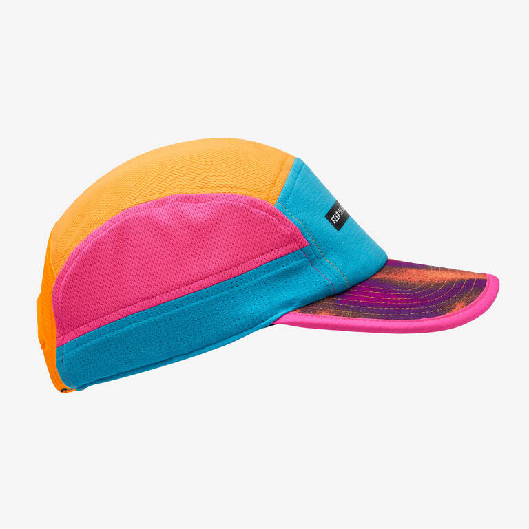 Unisex Running Cap - Kiprun 5 Panels Blue Orange Pink