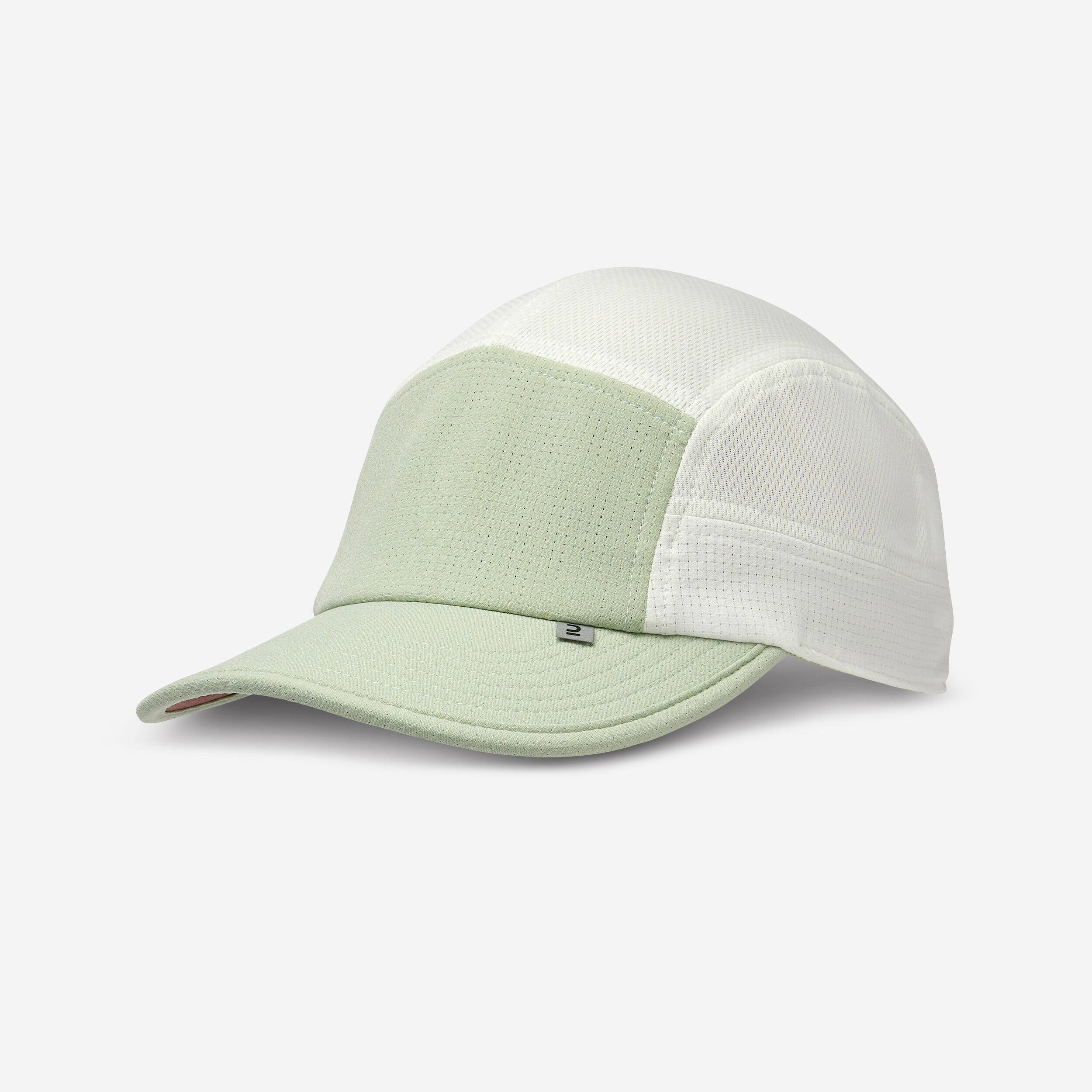 Unisex Running Cap - Kiprun 5 Panels Green White -  1