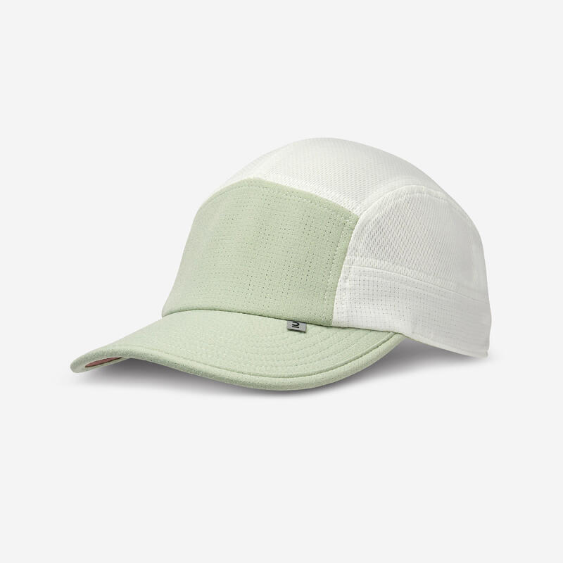 Gorra running transpirable - 5 paneles Verde Blanco