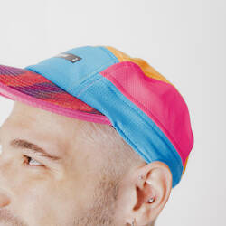 Unisex Running Cap - Kiprun 5 Panels Blue Orange Pink