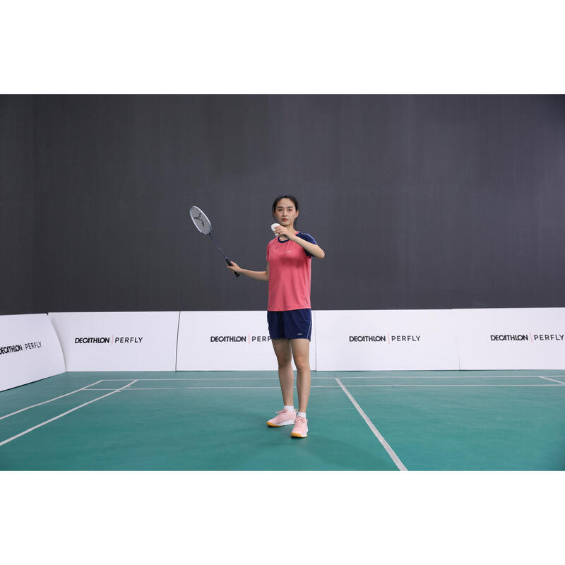 WOMEN BADMINTON T SHIRT SENSATION 530 RASPBERRY