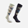 Adult Horse Riding Socks 500 - Blue/Black/Green GraphPack of 2