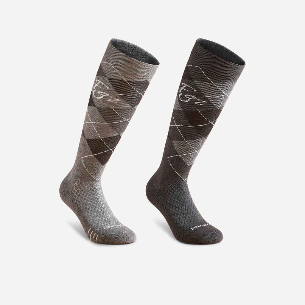 Chaussettes d'équitation 500 adulte motifs Graph Bourgogne/noir.
Lot de 2