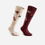 Chaussettes d'équitation enfant SKS 500 motifs Bourgogne Lin.Lot de 2