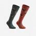 Kids' Horse Riding Socks SKS 500 Twin-Pack - Sepia/Green Patterns