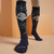 Chaussettes d'équitation 500 adulte motifs Graph Bleu noir/ vert.Lot de 2