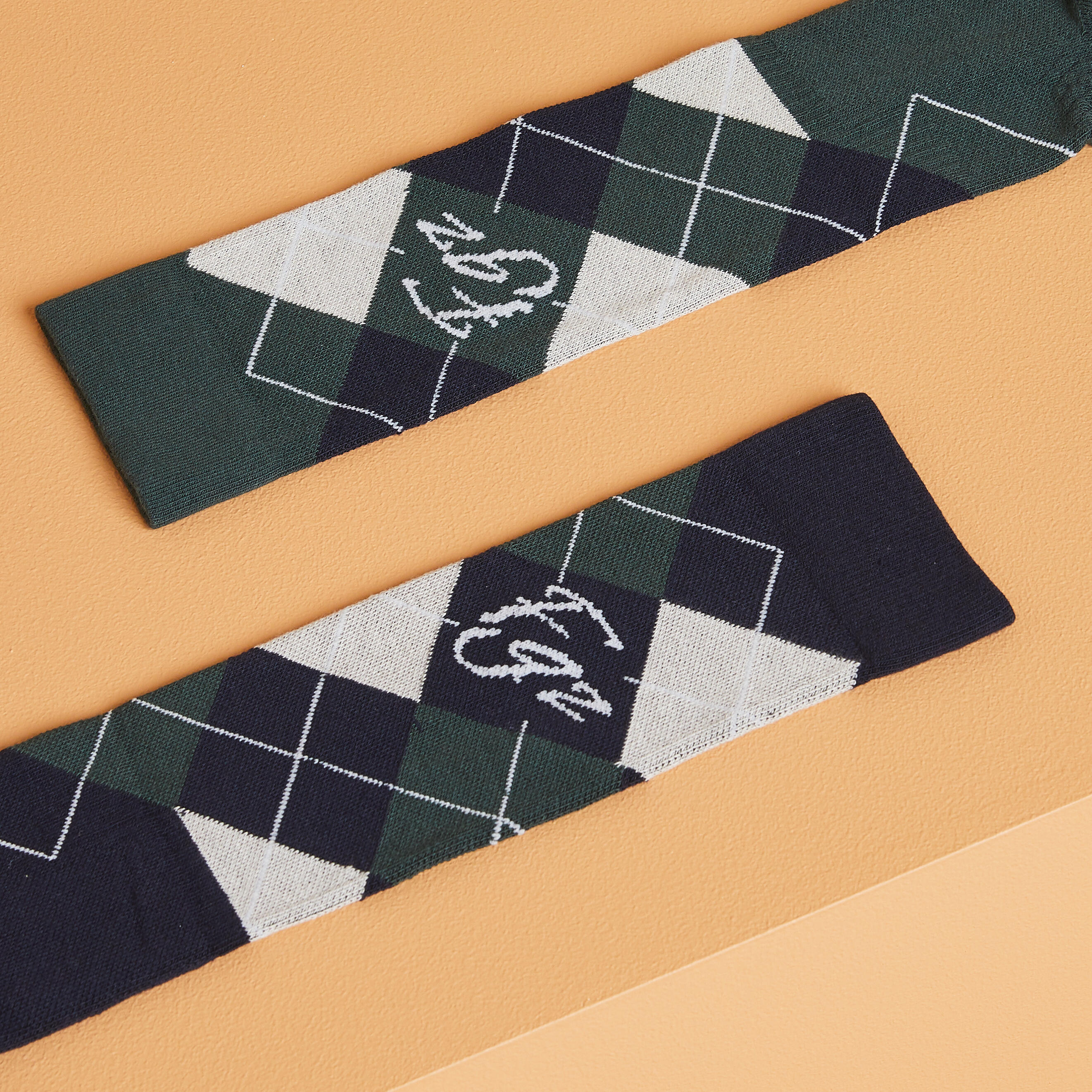 Horse Riding Socks - SKS 500 Graph Blue/Black/GreenPack of 2 - FOUGANZA