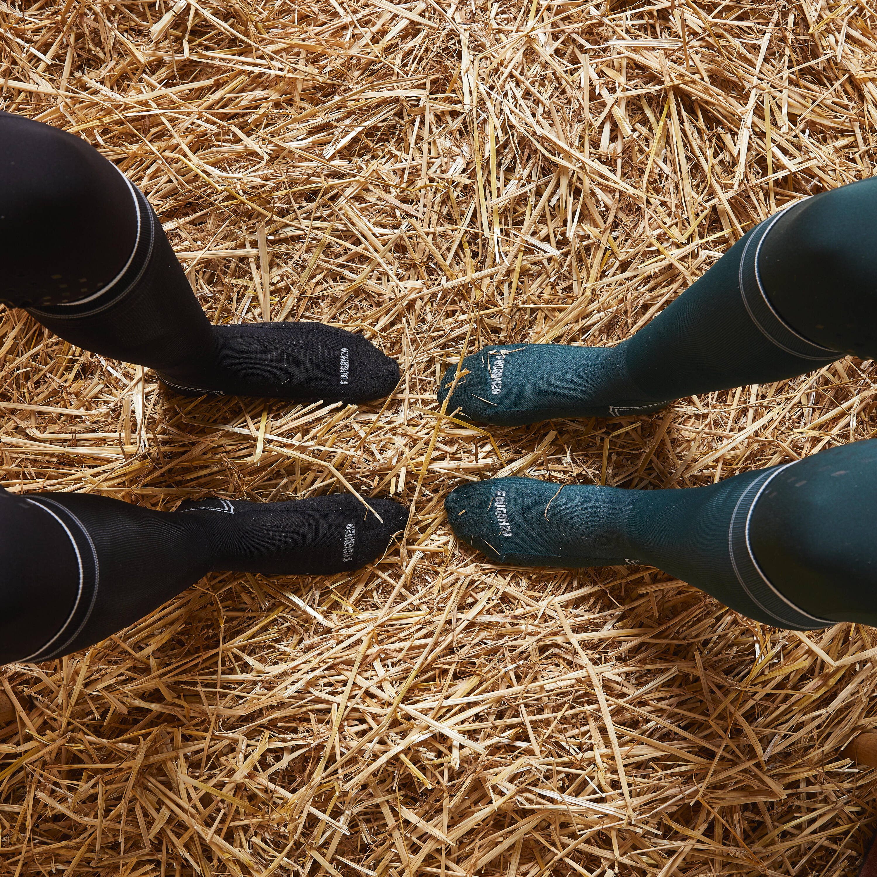 Adult Extra Thin Horse Riding Socks Twin-Pack - Green/Black -  4